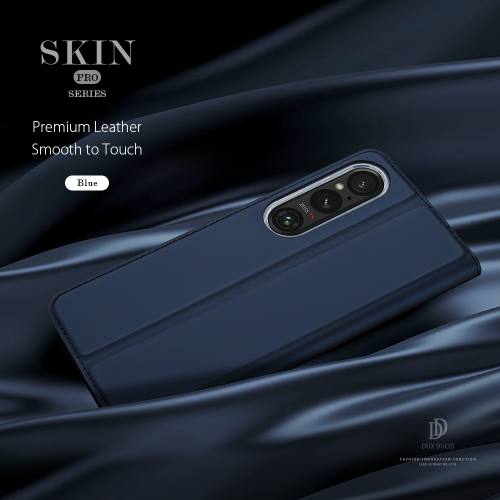 Чехол книжка из PU кожи синего цвета от Dux Ducis для смартфона Sony Xperia 1 VI (1-6), серия Skin Pro Series Case