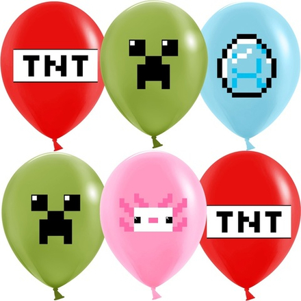 Шар (12""/30 см) Пиксели, TNT, Ассорти, пастель, 2 ст, 25 шт.