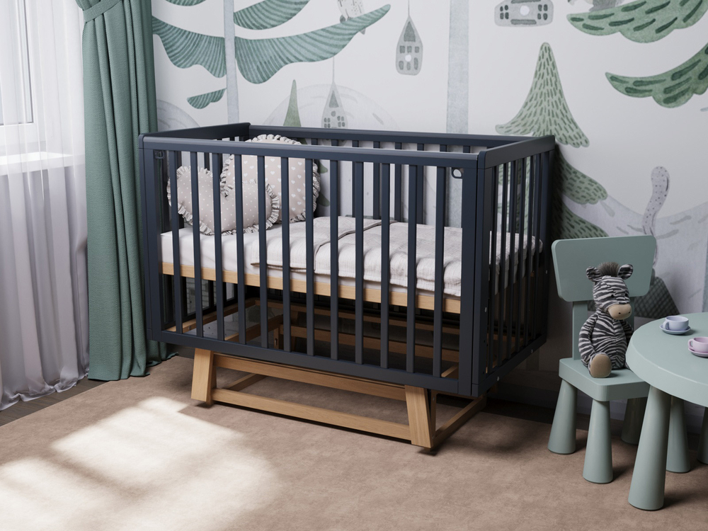 Классическая кроватка Anniken c маятником графит/бук