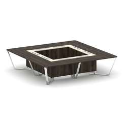 Steel Meet Стол переговорный квадратный MMK-PR.B.SP-16K Дуб Мали/Ваниль Глянец/Нержавеющая Сталь/Хро