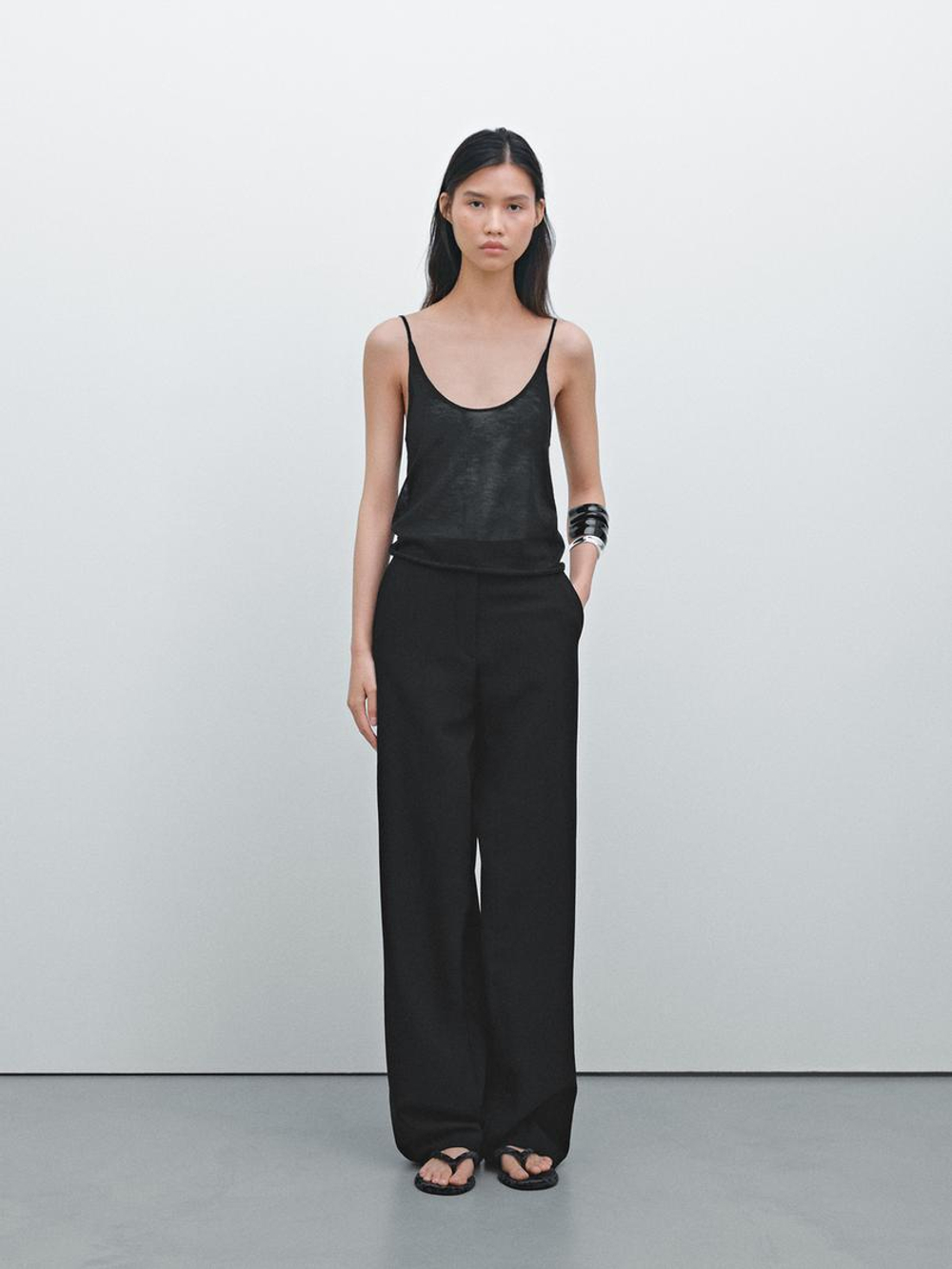 Massimo Dutti Топ на тонких бретелях - Limited Edition, черный