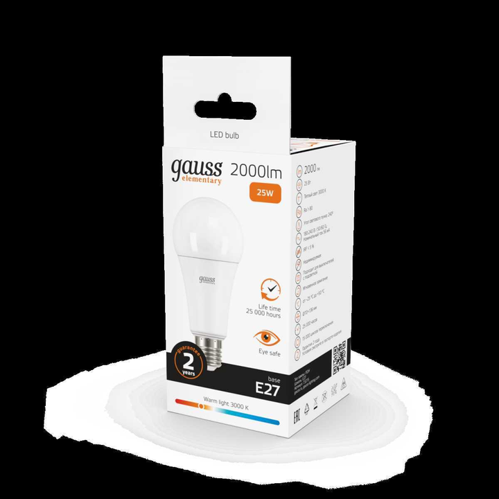 Лампа светодиодная Gauss E27 25W 3000K матовая 73215