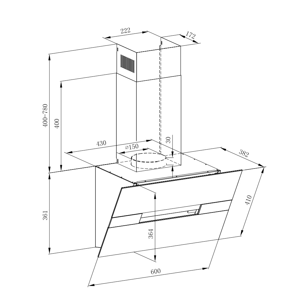 Кухонная вытяжка MAUNFELD Mersey 60 белый\вставка сатин