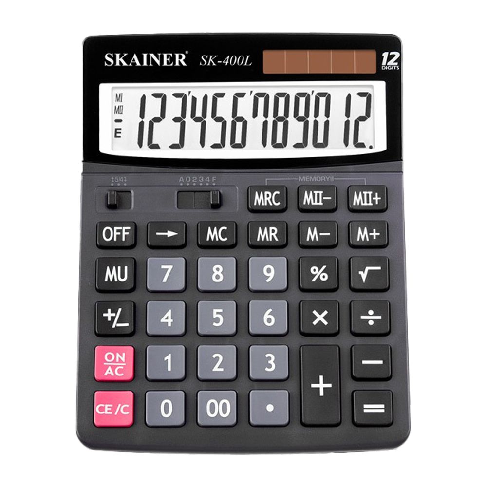 Калькулятор настольный SKAINER 12 Bit, LCD, 19.3*15*2.9 см, чёрный