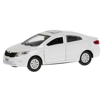 Машина металл KIA RIO длина 12 см, двери, багаж, инерц, белый, кор. Технопарк