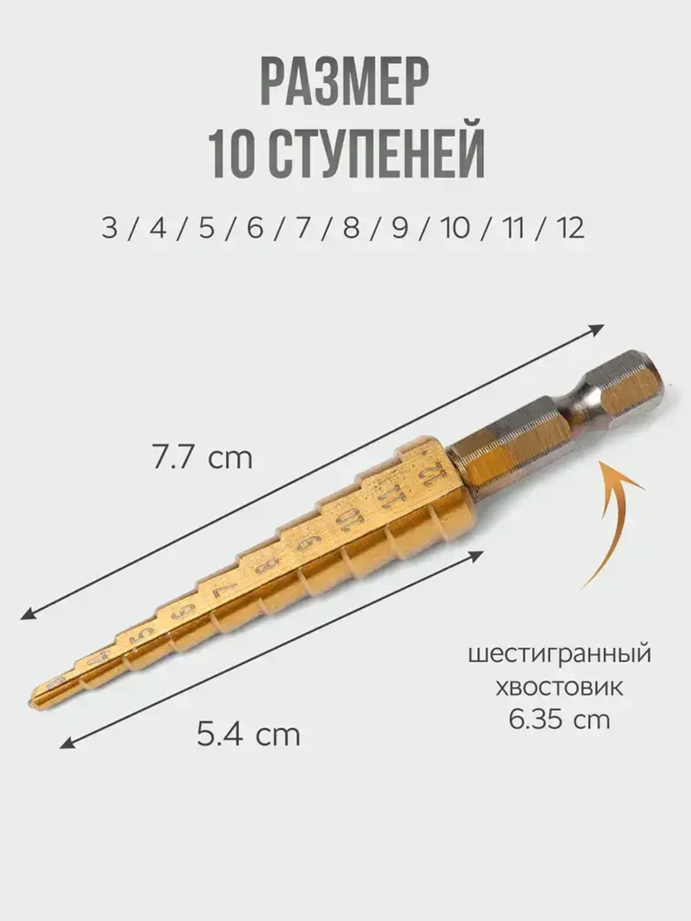 Ступенчатое сверло по металлу, набор из 3 штук, сверло конусное, елочка