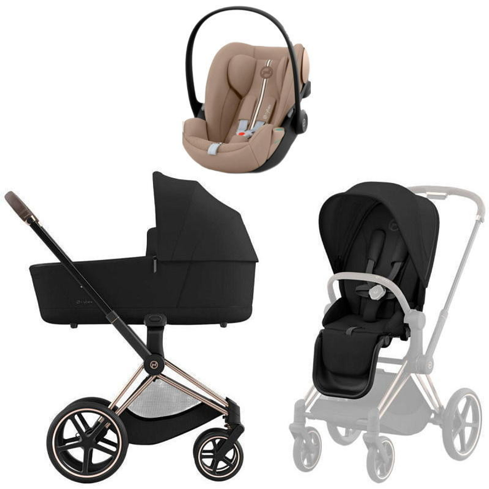 Коляска Cybex Priam IV Rosegold complete Cloud G Almond Beige Plus Base G 3 в 1 Sepia Black