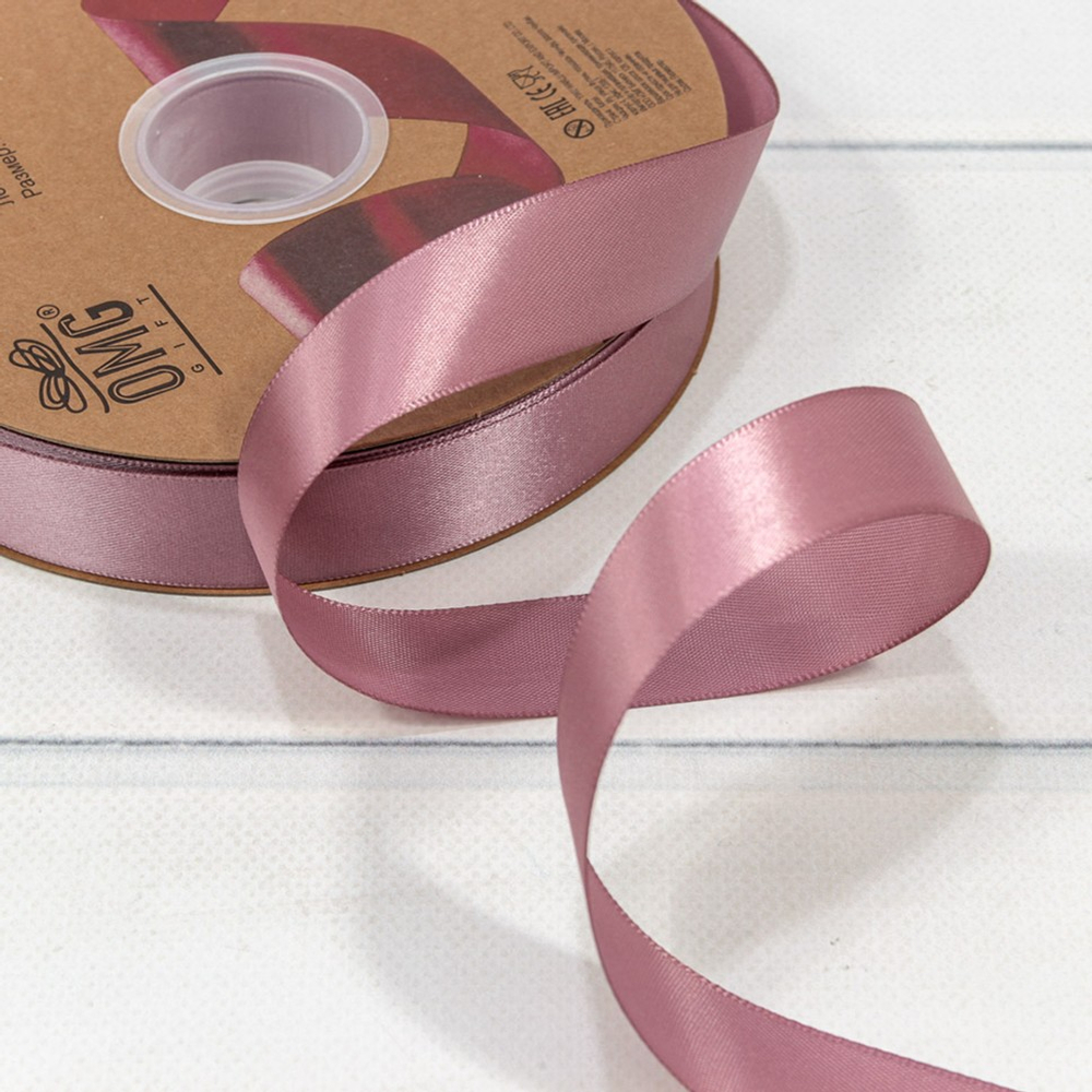 Лента Атласная 2,5см х 110м Полиэстер класс А (Розовый)