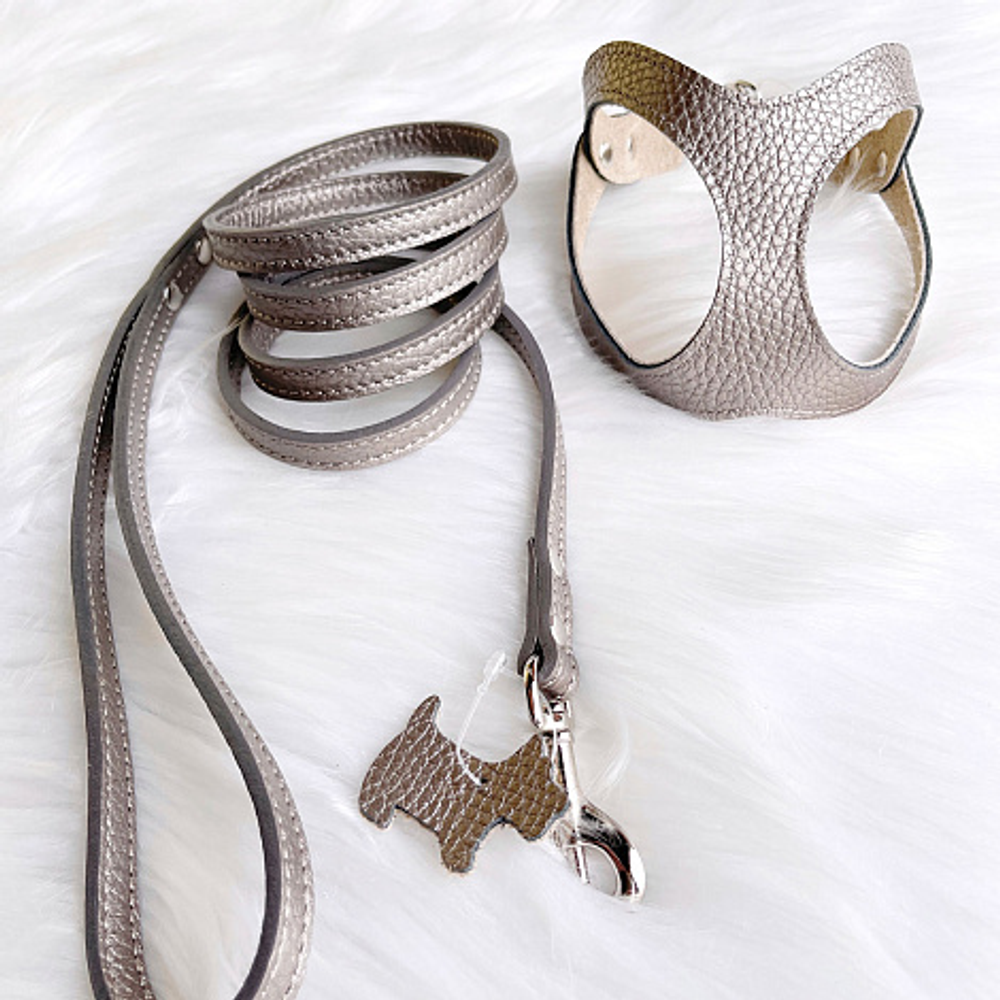 9308 Ошейник кожаный "Перламутр" / PREMIUM
