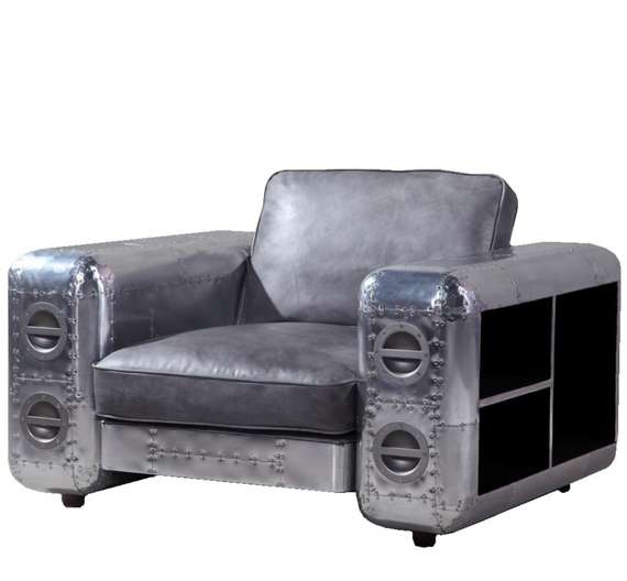 Кресло Aviator, серая натуральная кожа