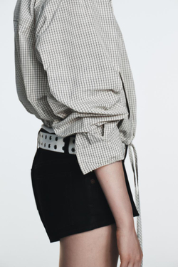 ZARA КУРТКА ИЗ НЕЙЛОНА В КЛЕТКУ, БЕЛЫЙ/ЧЕРНЫЙ