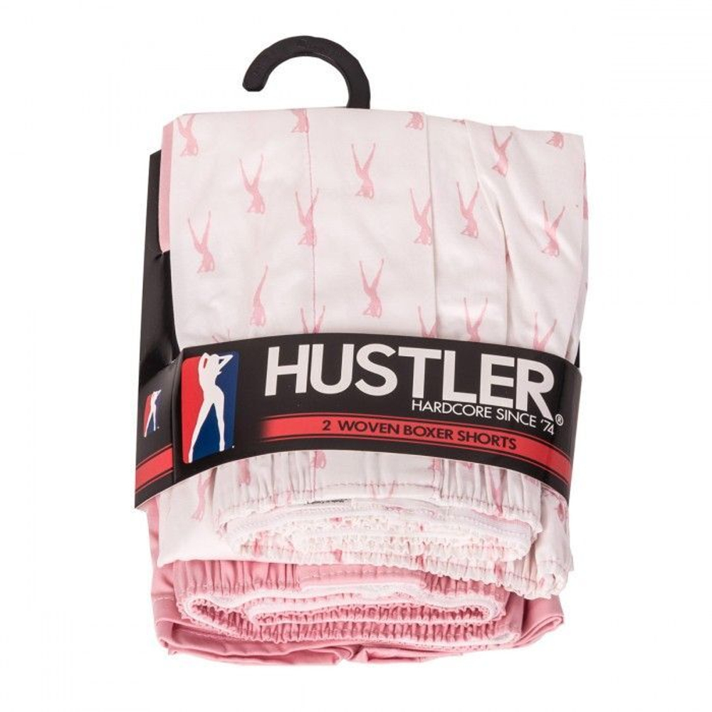 Комплект из 2 мужских трусов-шортов: розовые и белые с мелким рисунком (Размер: XL) (Цвет: розовый с белым)