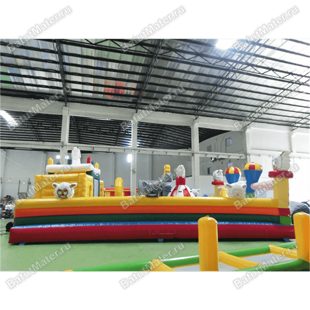 Надувной батут с крышей "Злой страшный серый волк"