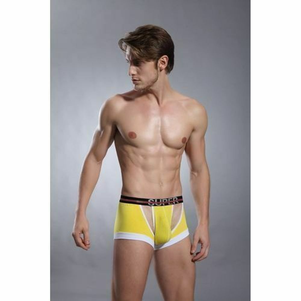 Мужские трусы боксеры желтые с вырезами Superbody Yellow Hip Boxer