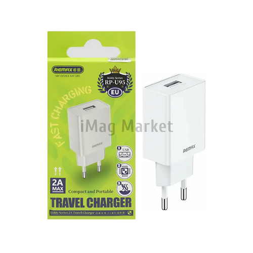 Сетевое зарядное устройство Remax RP-U95, 1 USB-A, 10W, 2.4A, белый