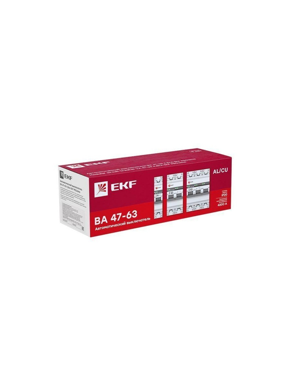 Выключатель автоматический модульный 3п C 2А 4.5кА ВА 47-63 PROxima EKF mcb4763-3-02C-pro