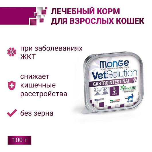 Влажный корм диетический Monge VetSolution Cat Gastrointestinal гастро интестинал для кошек при заболеваниях ЖКТ 100 г