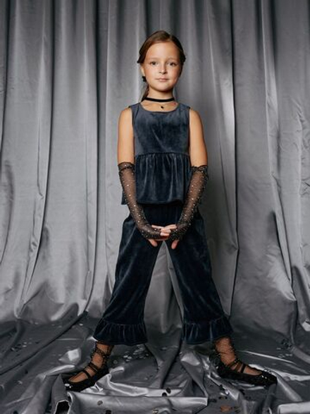 Велюровые брюки с воланами Mjölk Mist Grey