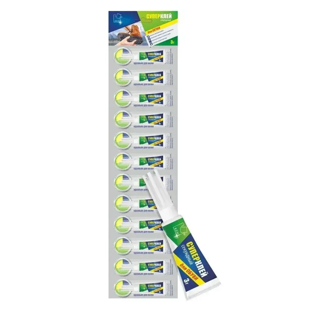 Супер клей секундный для обуви 3г A.D.M./ (комплект 12 шт)