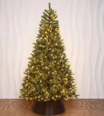 Елка с гирляндой "Рождественская" (Литая хвоя) 210 см / 2,1 м