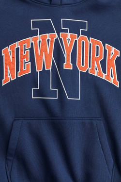 H&M Толстовка с капюшоном и принтом, синий