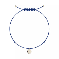 браслет «луна» из белого золота на синей нити