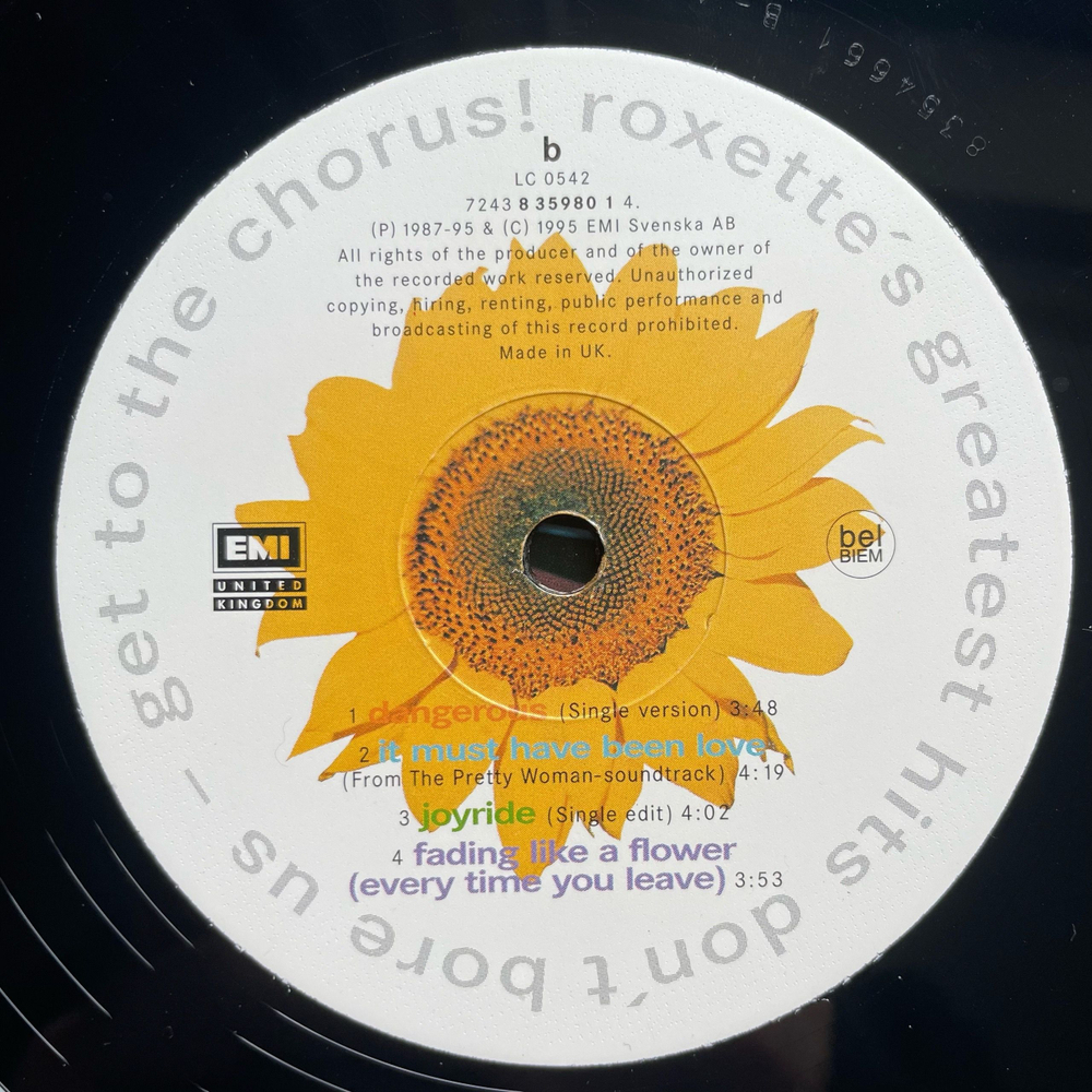 Винтажная виниловая пластинка LP Roxette, Don't Bore Us, Get To The Chorus (Roxette's Greatest Hits) (Англия 1995)