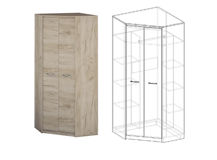 Шкаф угловой Дакота серый крафт/тиз серый 440