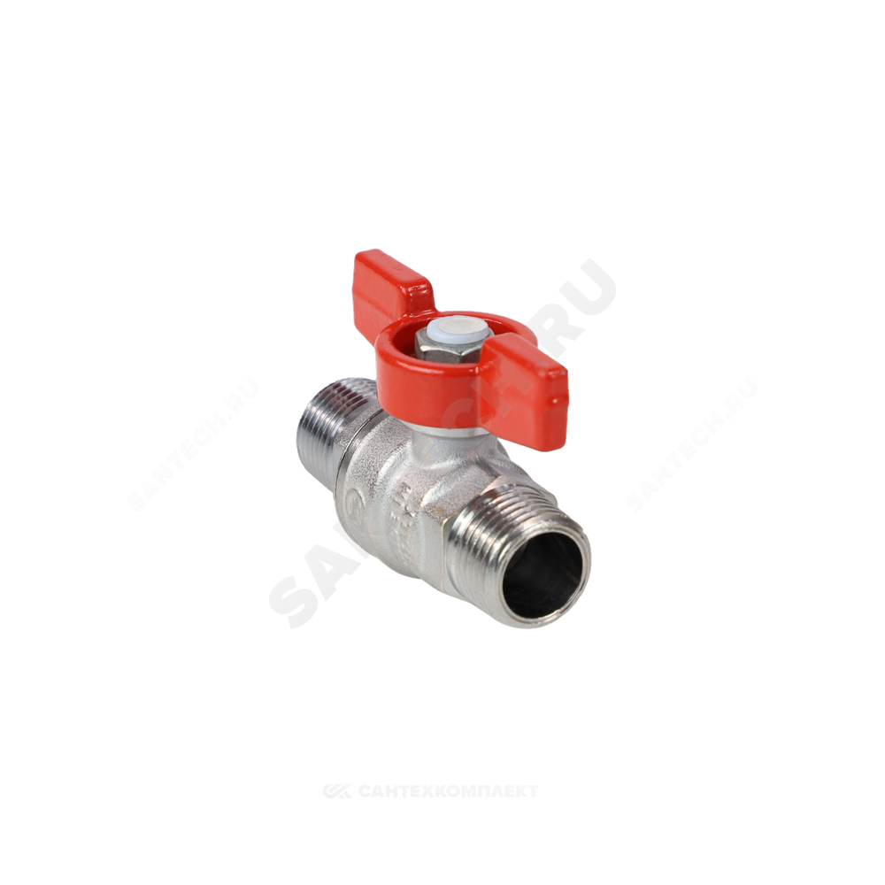 Кран шаровой латунь хром R253D Ду 15 Ру42 НР бабочка красная Giacomini R253X003