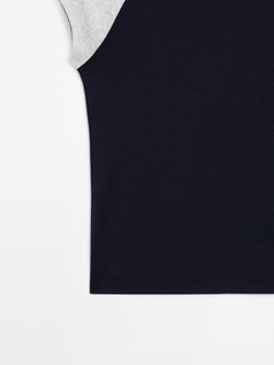 Massimo Dutti Хлопковый топ в рубчик без рукавов, темно-синий