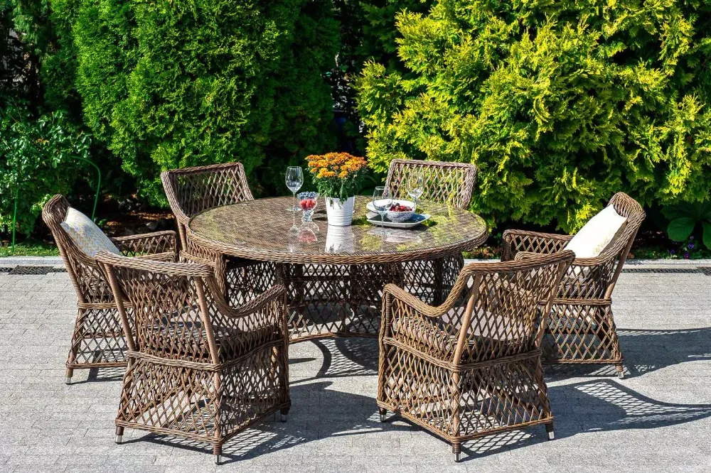 "Эспрессо-150 L" обеденная группа плетеная, цвет коричневый