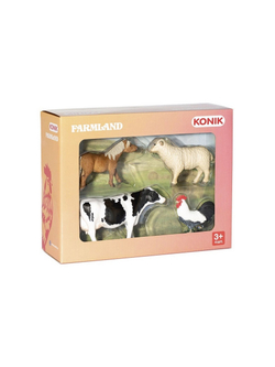 Фигурка KONIK набор животных фермы: петух, овца, пони, корова