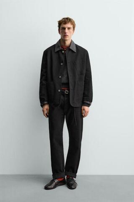 ZARA X AARON LEVINE ДЖИНСЫ ПРЯМОГО КРОЯ BOOTCUT, УГОЛЬНЫЙ