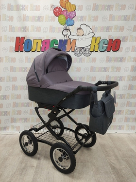 Коляска модульная Indigo Charlotte Sity Classic 12" cs 03 (т.серый+фиолетовый)