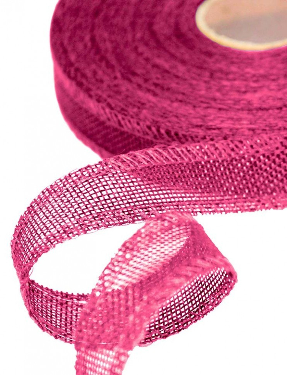 Лента Льняная 2,5см х 28м с проволокой (Красный)