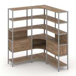 Shelf System Трехсекционный угловой стеллаж пятиярусный с ящиками SN.STMU-531 Дуб Табак/Металл Серый