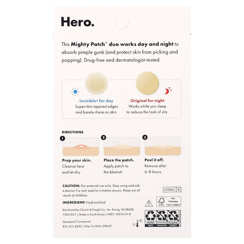 Hero Cosmetics, Mighty Patch™, день и ночь, 36 гидроколлоидных патчей