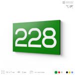 Номер на дверь 228, табличка на дверь для офиса, квартиры, кабинета, аудитории, склада, зеленая 120х70 мм, Айдентика Технолоджи