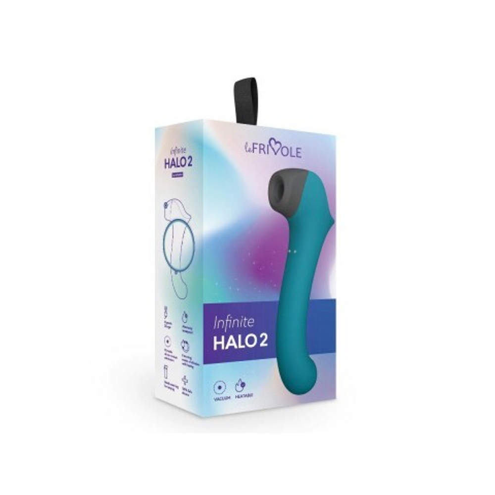 Вакуумный клиторальный стимулятор с вибрирующей и нагреваемой ручкой Halo 2, цвет Морская волна (INFINITE)