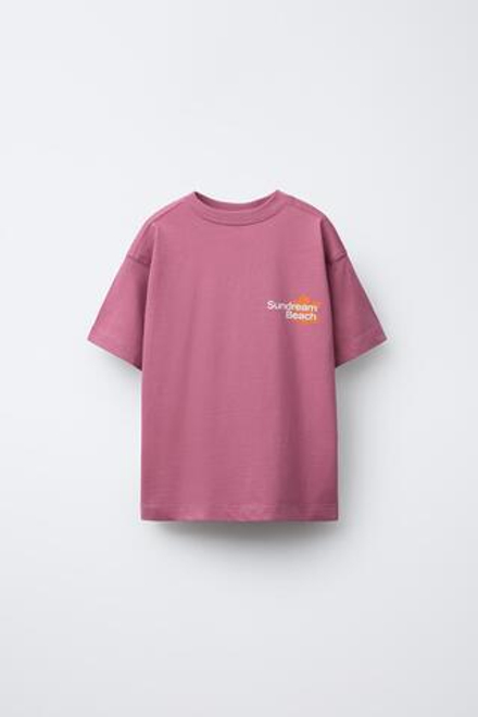 ZARA ФУТБОЛКА С ПРИНТОМ, РОЗОВЫЙ