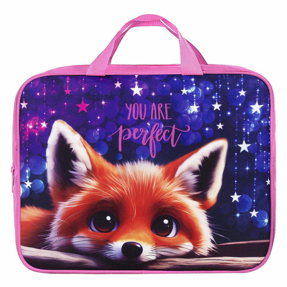 Папка на молнии с ручками BRAUBERG А4 1 отделение полиэстер 80 мм "Cute fox" (2 штуки в упаковке)