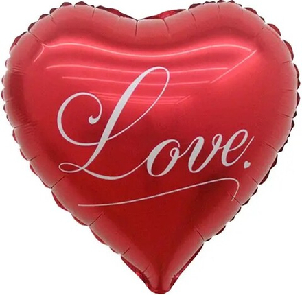 Шар (18''/46 см) Сердце, Любовь, Красный, 1 шт. в уп. (цв.этик.)