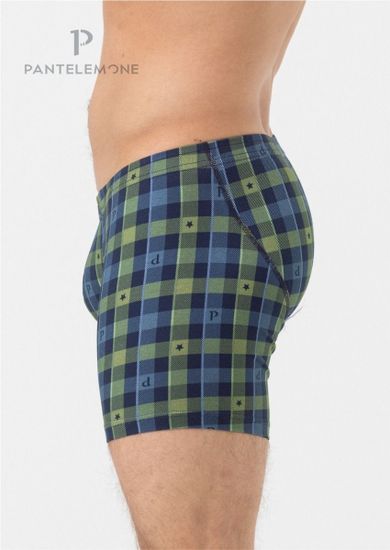Трусы мужские боксеры удлинённые Pantelemone PMHL-1405, клетка оливковая