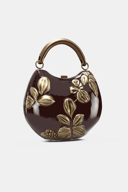 ZARA ЖЕСТКАЯ СУМКА С ЦВЕТОЧНЫМ ПРИНТОМ, БОРДОВО-КРАСНЫЙ
