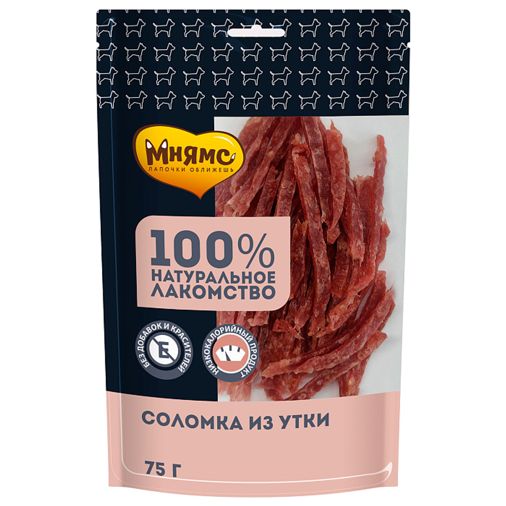Лакомство для собак Мнямс на каждый соломка из утки 75г, 45 шт