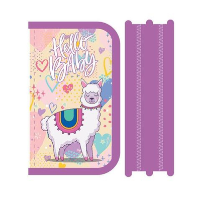 Пенал 2 секц. большой 190*105 печать на фольге "РАЗНОЦВЕТНЫЕ ЛАМЫ" (Пчелка)