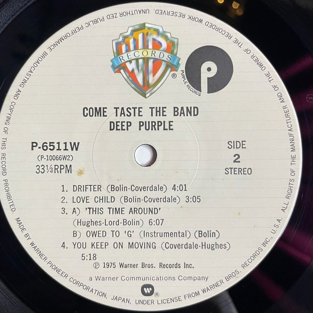 Винтажная виниловая пластинка LP Deep Purple Come Taste The Band (Japan 1979) (No Obi) Drifter