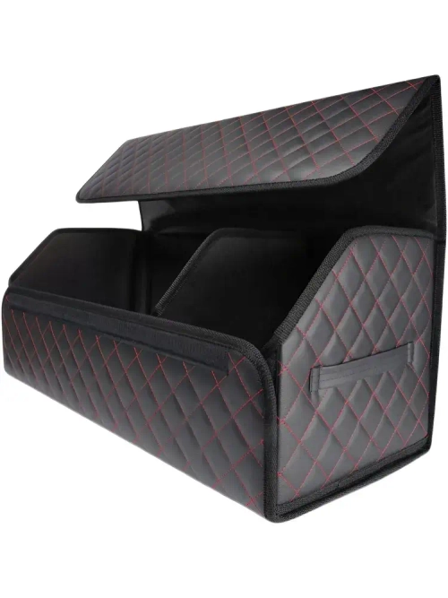 Органайзер в багажник LION Экокожа Ромб размер 70*30*30см черный/красный