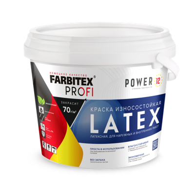 Краска латексная моющаяся база С 9,6кг / 8 л Латекс/Latex FARBITEX PROFI