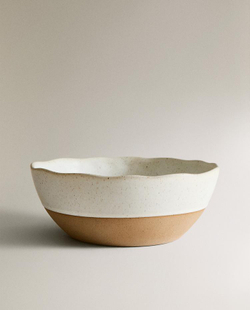 ZARA HOME САЛАТНИЦА С РЕЛЬЕФНЫМ УЗОРОМ, КРЕМОВЫЙ